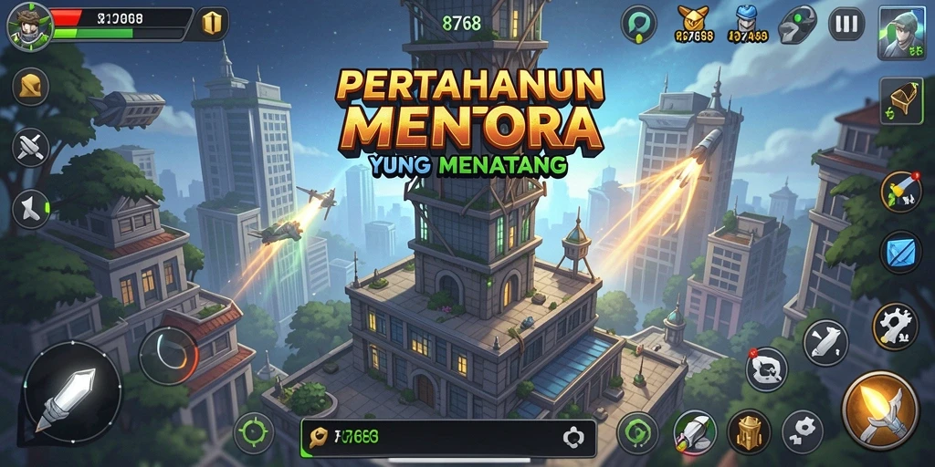 Tampilan gameplay 8768 yang penuh aksi di Tower Defense.