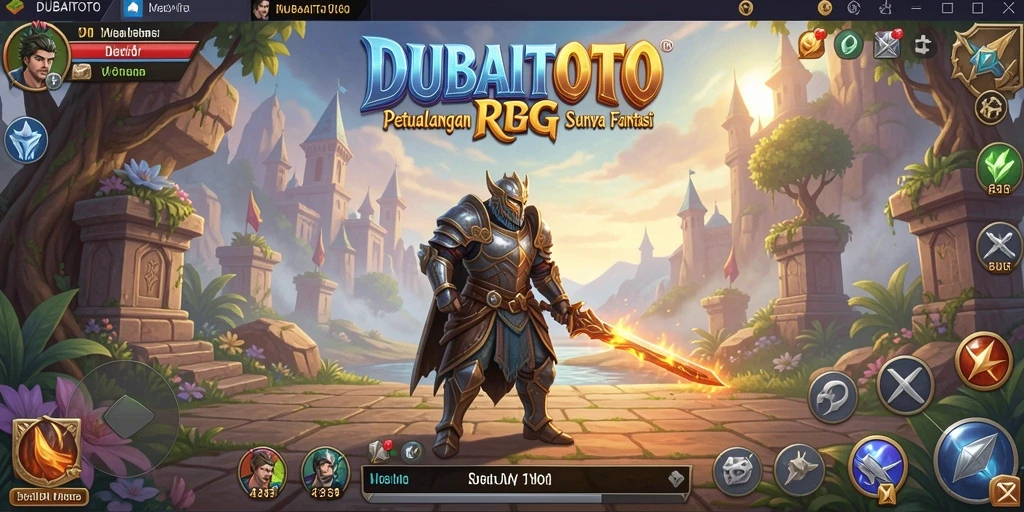 Tampilan gameplay DUBAITOTO yang menampilkan pertarungan RPG yang mendebarkan.