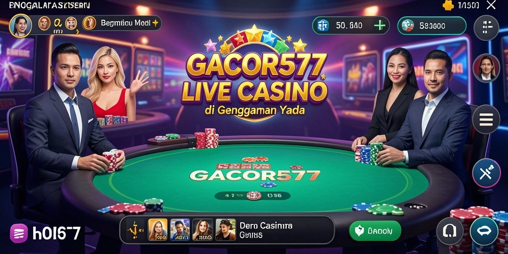 Tangkapan layar gameplay Live Casino GACOR577 menampilkan suasana kasino yang hidup dan interaktif.