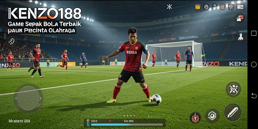 Tampilan gameplay menarik dari KENZO188 dengan aksi sepak bola seru.
